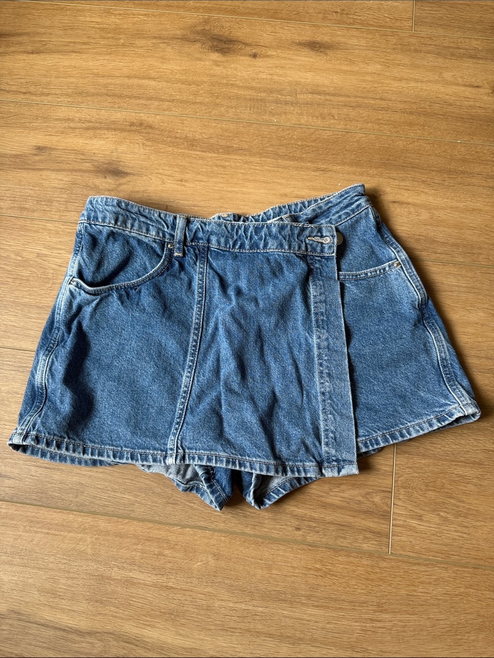Zara Denim Wrap Skort Shorts - medium